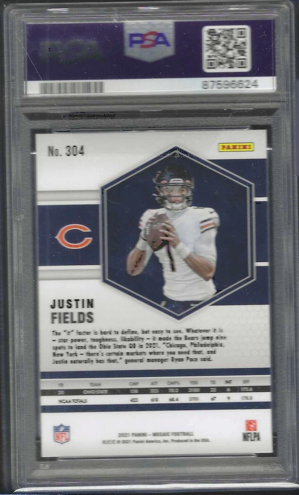 JUSTIN FIELDS 2021 PANINI MOSAIC ROOKIE RC #304 PSA 10 GEM MINT