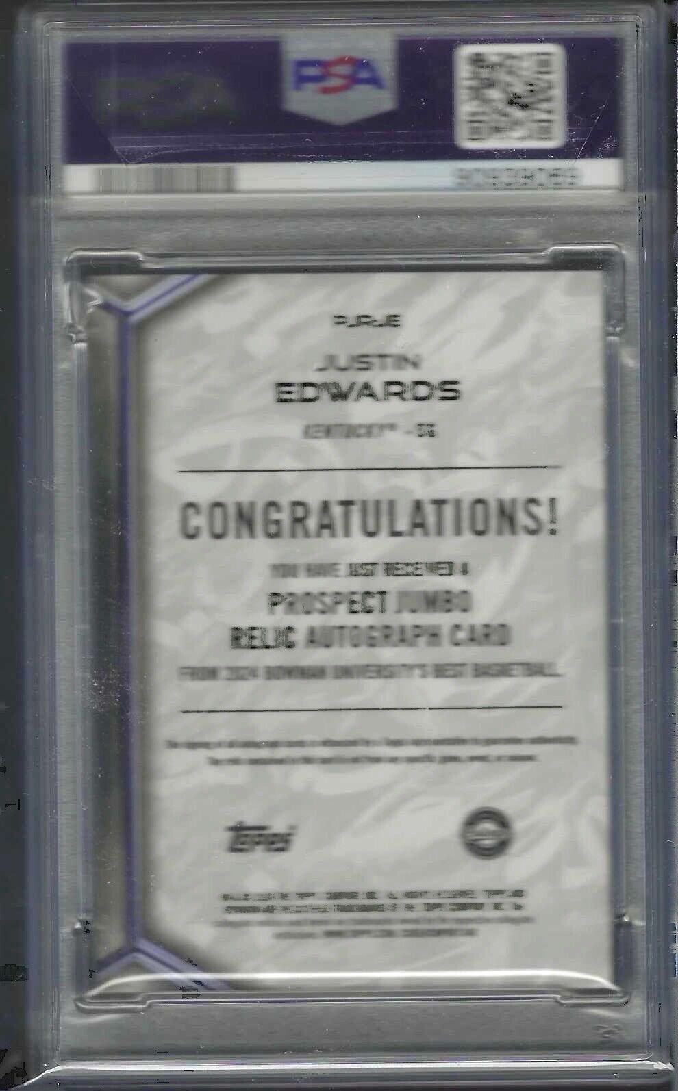 JUSTIN EDWARDS 2023 BOWMAN U BEST JUMBO JERSEY PATCH AUTO PSA 10 GEM MINT POP 3