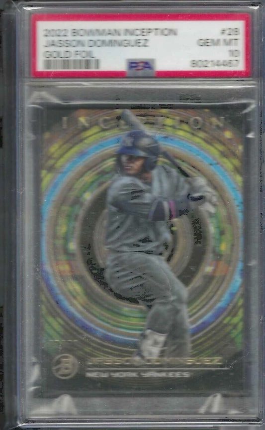 JASSON DOMINGUEZ 2023 BOWMAN INCEPTION GOLD FOIL PROSPECT /50 PSA 10 GEM POP 4