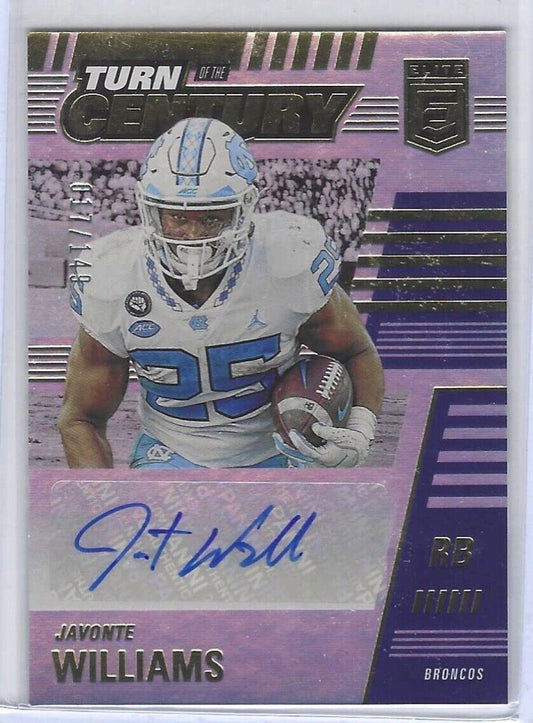 JAVONTE WILLIAMS 2021 DONRUSS ELITE TURN OF THE CENTURY AUTO RC #D 17/149