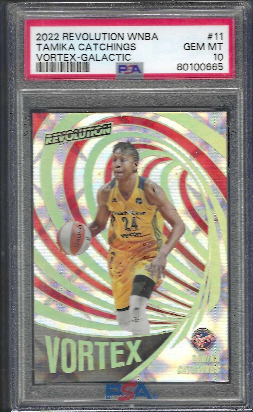 TAMIKA CATCHINGS 2022 PANINI REVOLUTION WNBA VORTEX GALACTIC #11 PSA 10 POP 1/1