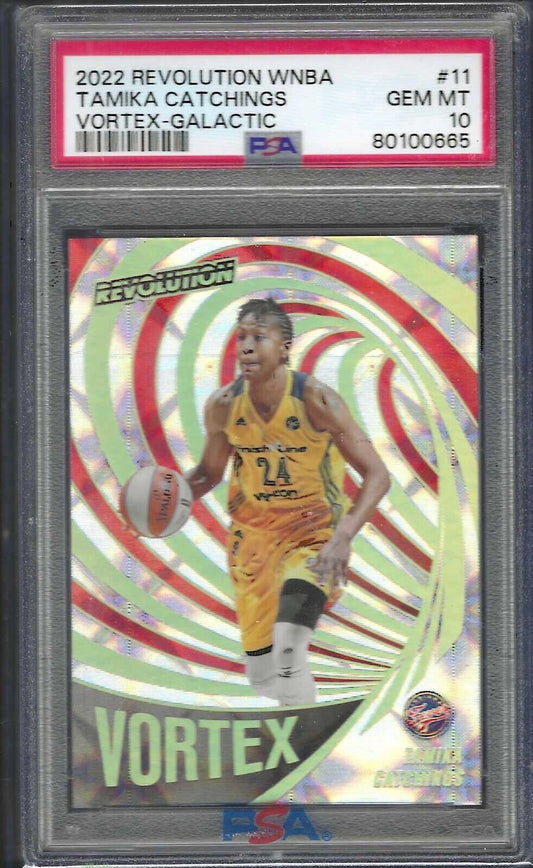 TAMIKA CATCHINGS 2022 PANINI REVOLUTION WNBA VORTEX GALACTIC #11 PSA 10 POP 1/1