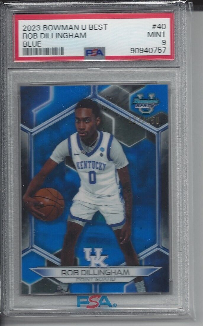 ROB DILLINGHAM 2023 BOWMANS BEST UNIVERSITY BLUE REFRACTOR /150 PSA 9 MINT POP 1