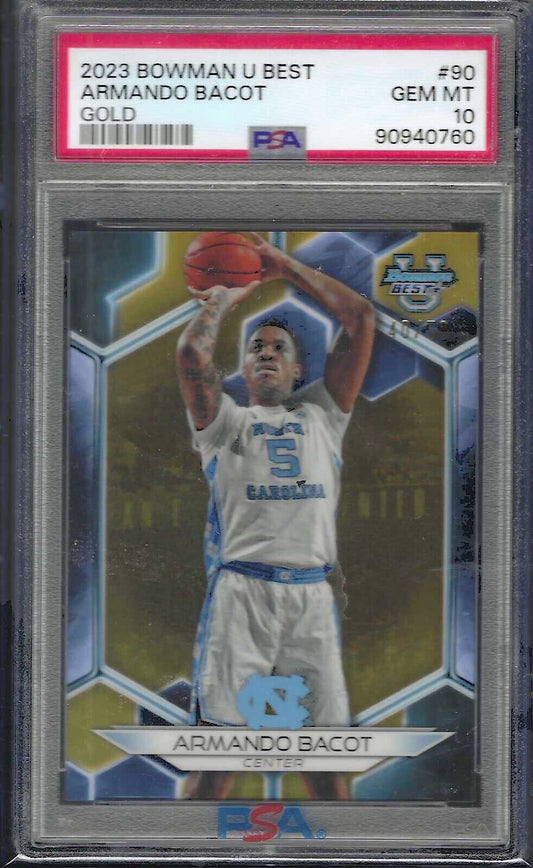 ARMANDO BACOT 2023 BOWMAN U BEST GOLD REFRACTOR /50 PSA 10 GEM MINT POP 1/1