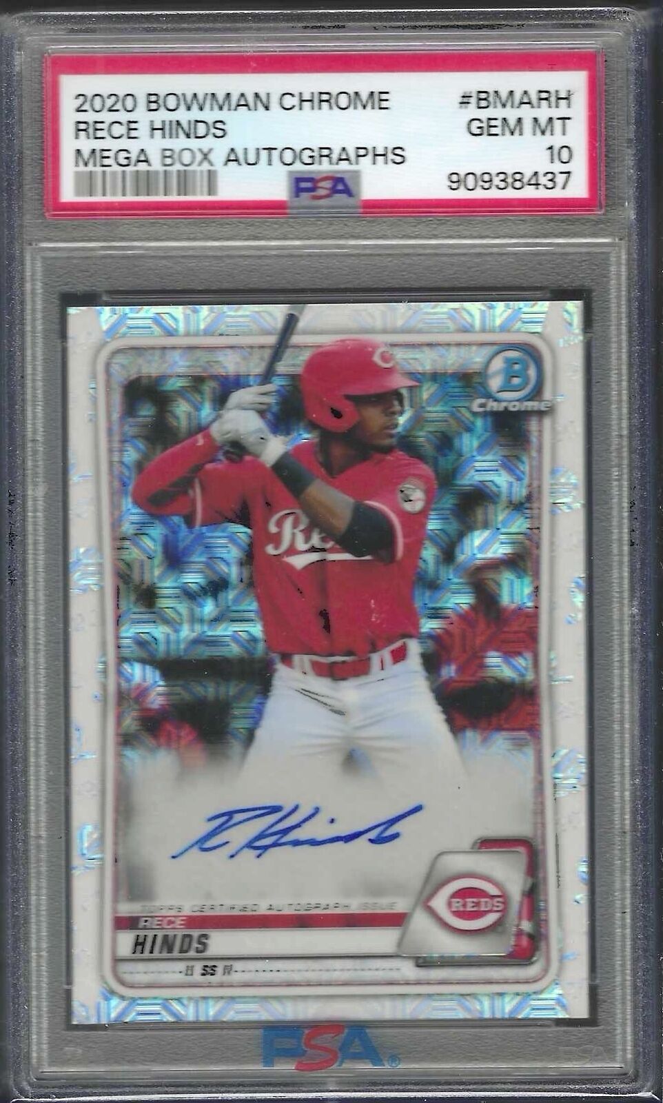 RECE HINDS 2020 BOWMAN CHROME MEGA BOX PROSPECT ON CARD AUTO PSA 10 GEM MINT