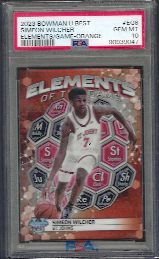 SIMEON WILCHER 2023 BOWMAN U BEST ELEMENTS OF THE GAME ORANGE /25 PSA 10 POP 1/1