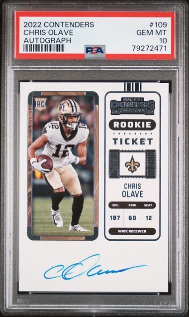 CHRIS OLAVE 2022 PANINI CONTENDERS ROOKIE TICKET ON CARD AUTO RC #109 PSA 10 GEM
