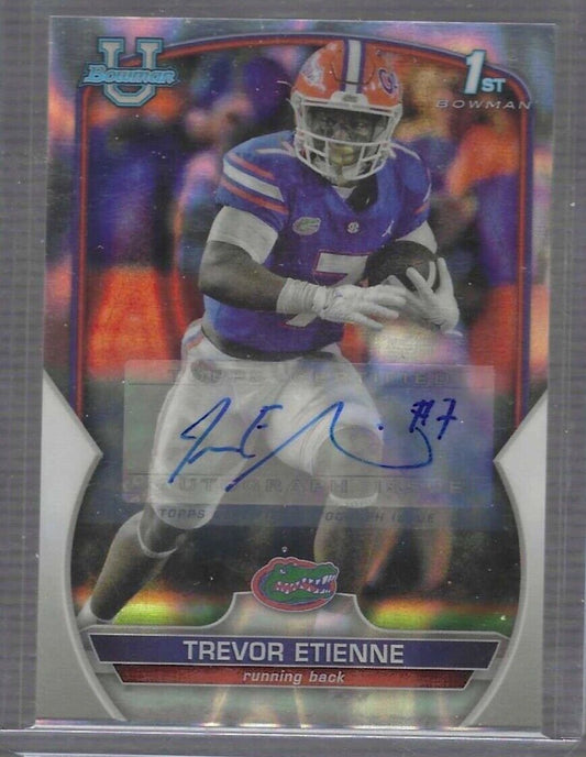 TREVOR ETIENNE 2022 BOWMAN CHROME UNIVERSITY WAVE REFRACTOR 1ST AUTO #D 103/199