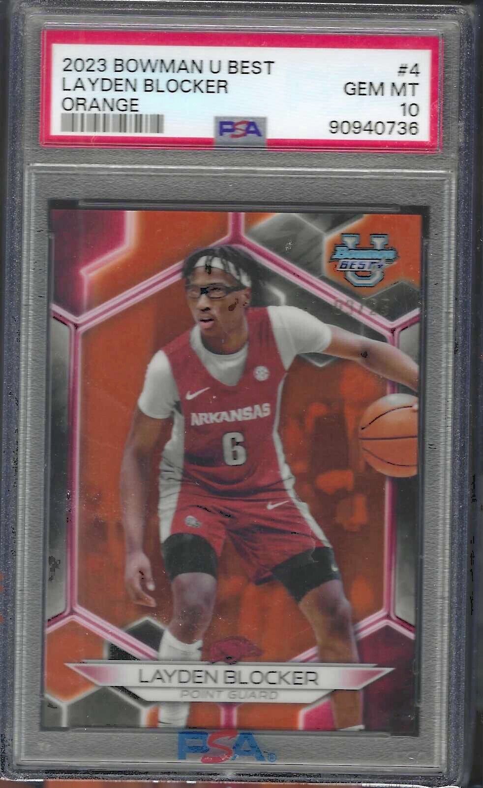 LAYDEN BLOCKER 2023 BOWMAN U BEST ORANGE REFRACTOR /25 PSA 10 GEM MINT POP 1/1