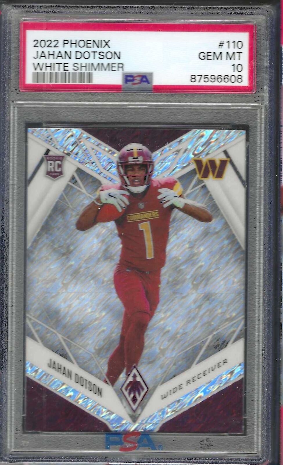 JAHAN DOTSON 2022 PANINI PHOENIX WHITE SHIMMER ROOKIE SSP RC PSA 10 GEM POP 1/1