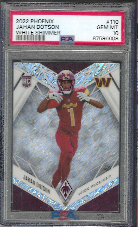 JAHAN DOTSON 2022 PANINI PHOENIX WHITE SHIMMER ROOKIE SSP RC PSA 10 GEM POP 1/1