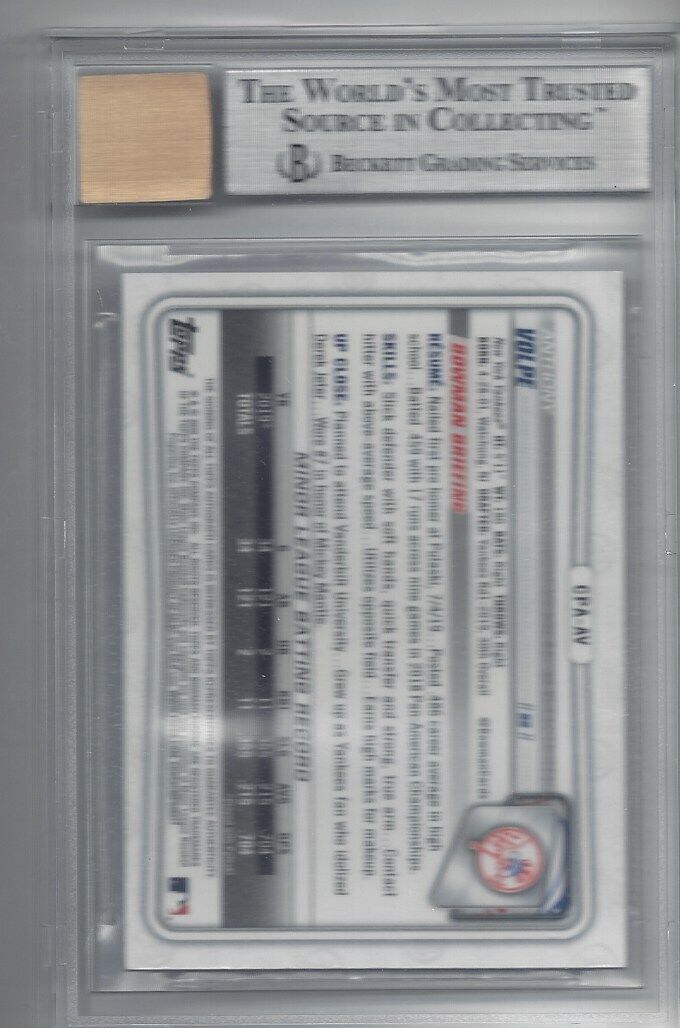 ANTHONY VOLPE 2020 BOWMAN CHROME 1ST PURPLE REFRACTOR AUTO /250 BGS 9 w/ 10 AUTO