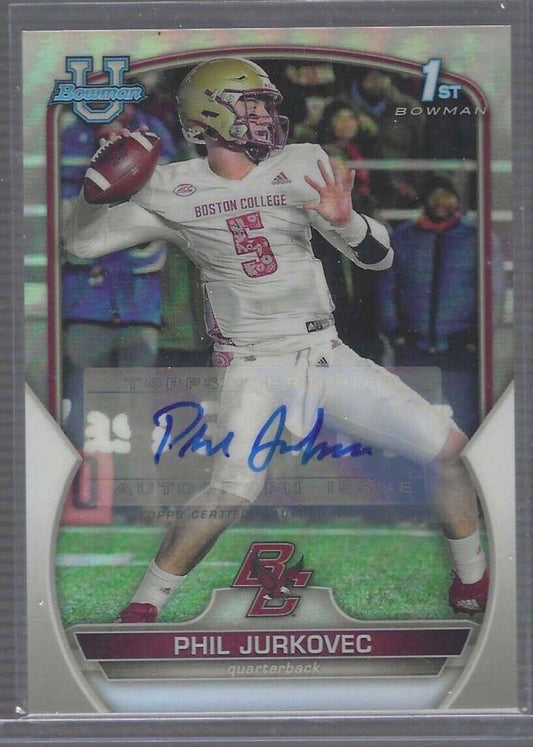 PHIL JURKOVEC 2022 BOWMAN UNIVERSITY CHROME REFRACTOR 1ST AUTO #D 099/499