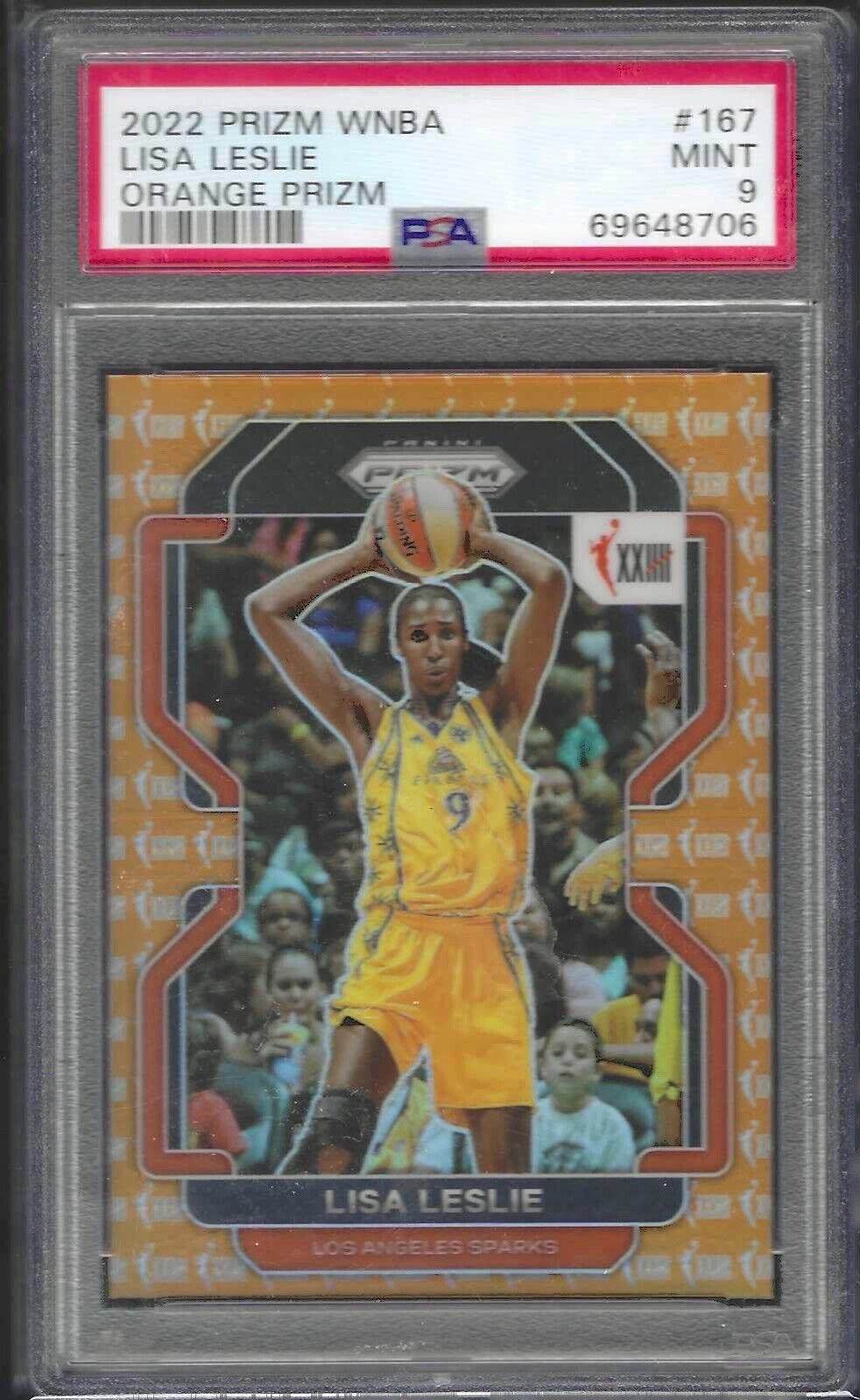 LISA LESLIE 2022 PANINI PRIZM WNBA ORANGE PRIZM #D 11/49 PSA 9 MINT POP 1/1