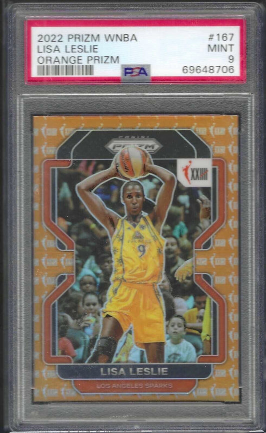 LISA LESLIE 2022 PANINI PRIZM WNBA ORANGE PRIZM #D 11/49 PSA 9 MINT POP 1/1
