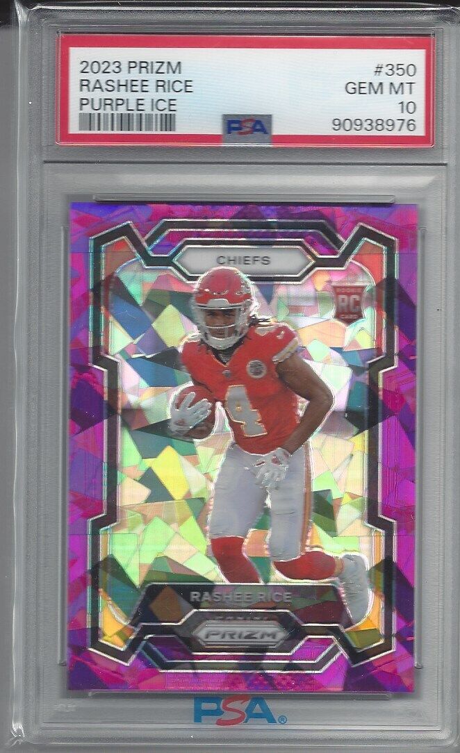 RASHEE RICE 2023 PANINI PRIZM PURPLE ICE PRIZMS RC #D 70/225 PSA 10 GEM MINT