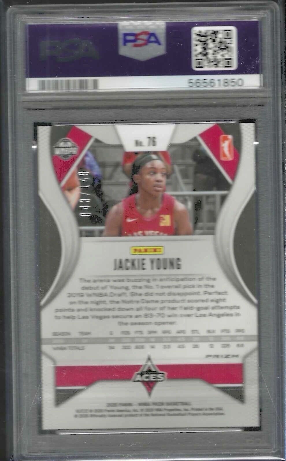 JACKIE YOUNG 2020 PANINI PRIZM WNBA BLUE PRIZM /149 PSA 10 GEM MINT POP 2