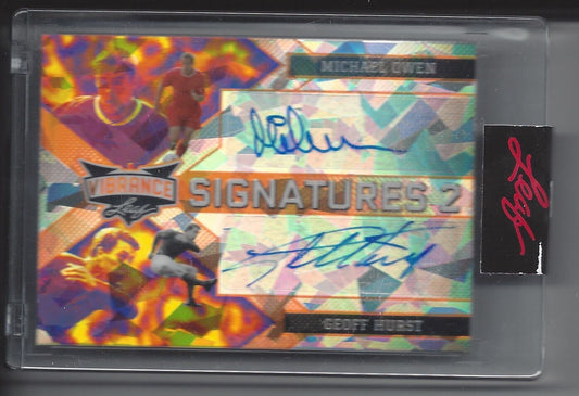 MICHAEL OWEN GEOFF HURST 2022 LEAF VIBRANCE SIGNATURES 2 ICE DUAL AUTO #D 1/1