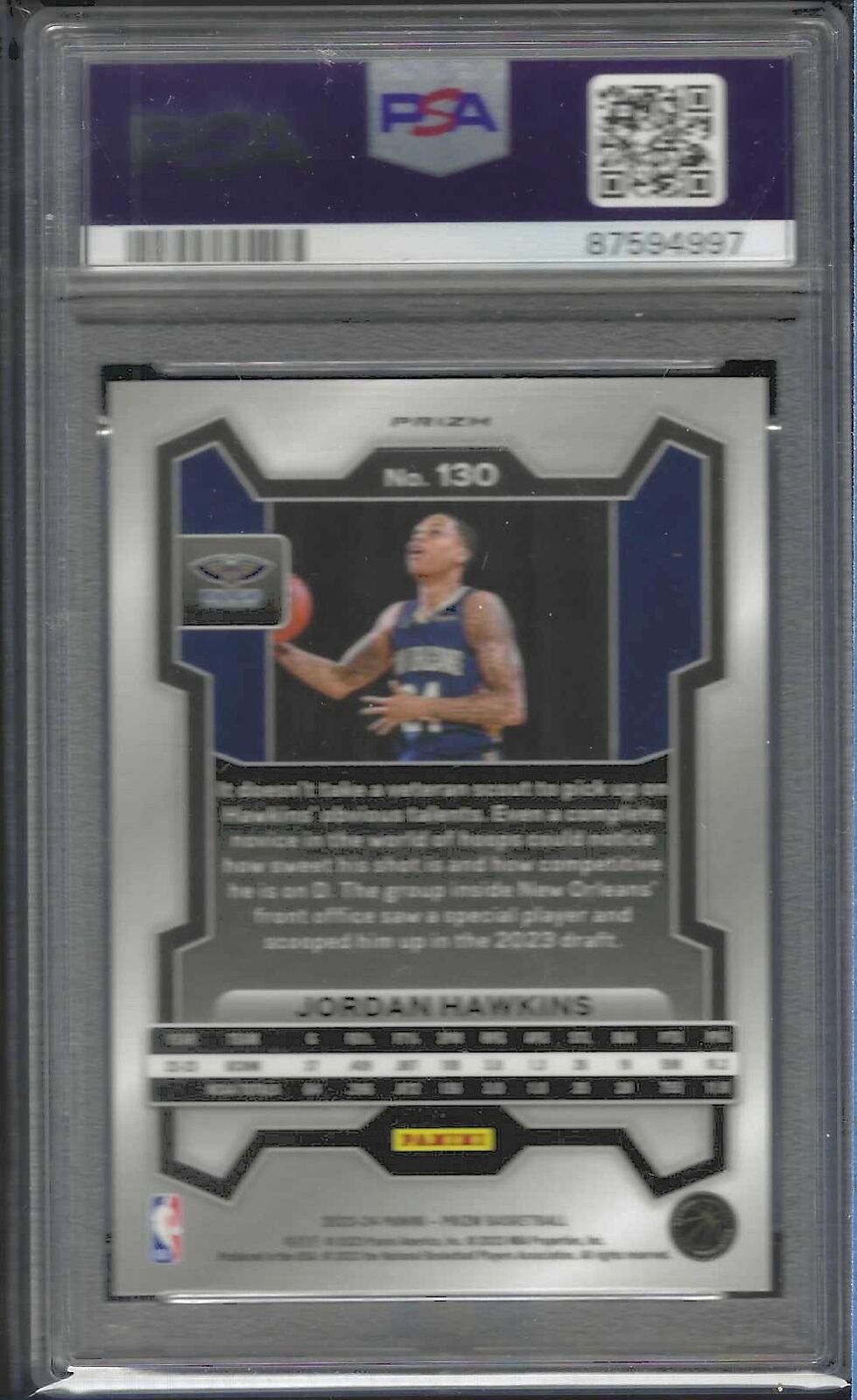JORDAN HAWKINS 2023 PANINI PRIZM ICE PRIZM ROOKIE RC #130 PSA 10 GEM MINT