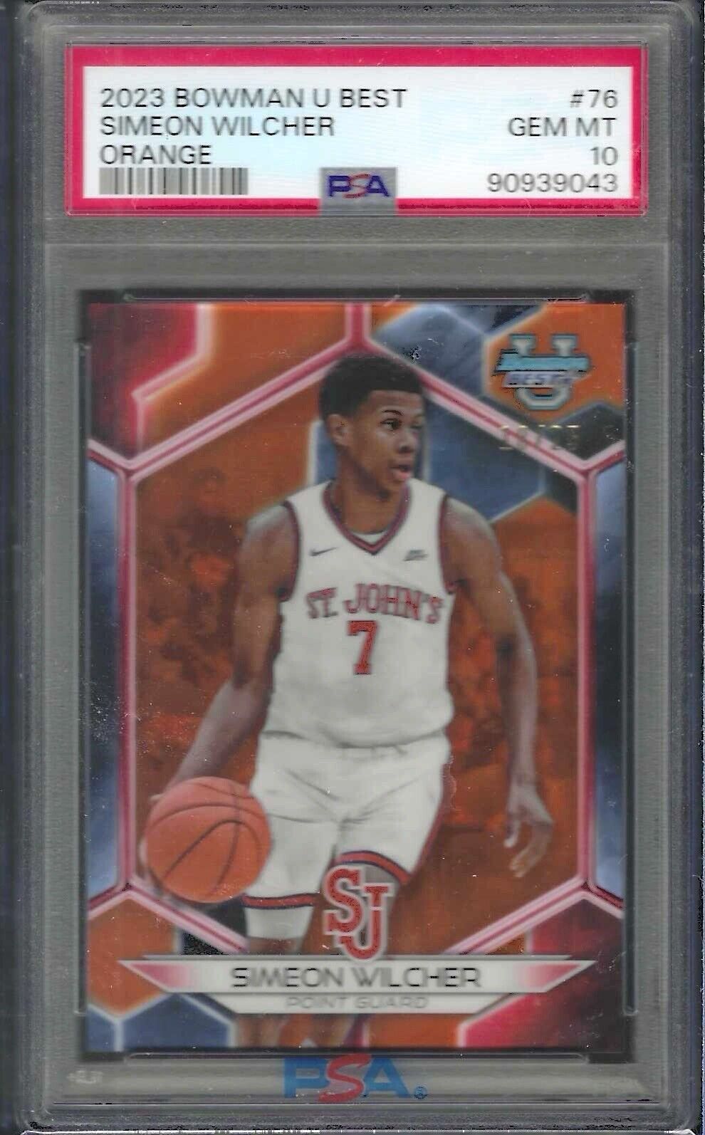 SIMEON WILCHER 2023 BOWMAN U BEST ORANGE REFRACTOR /25 PSA 10 GEM MINT POP 2