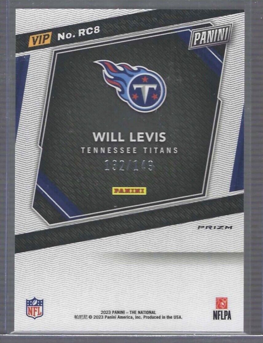 WILL LEVIS 2023 PANINI NATIONAL BLUE CRACKED ICE PRIZM ROOKIE RC #D 132/149