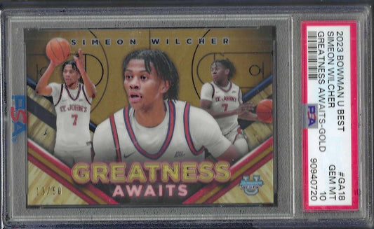 SIMEON WILCHER 2023 BOWMAN U BEST GREATNESS AWAITS GOLD /50 PSA 10 POP 1/1