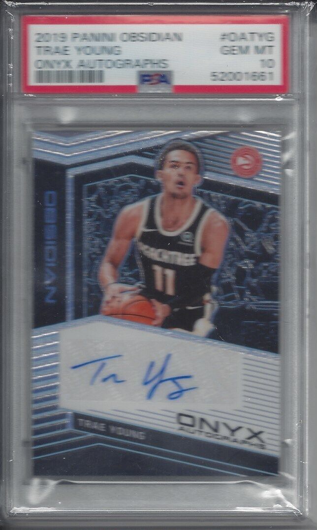 TRAE YOUNG 2019 PANINI OBSIDIAN ONYX AUTO #D 12/35 PSA 10 GEM MINT POP 4