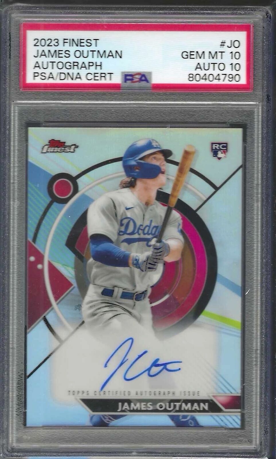 JAMES OUTMAN 2023 TOPPS FINEST REFRACTOR ROOKIE ON CARD AUTO RC PSA 10 GEM MINT