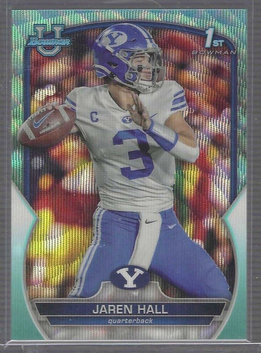 JAREN HALL 2022 BOWMAN CHROME UNIVERSITY AQUA WAVE REFRACTOR 1ST #D 174/299