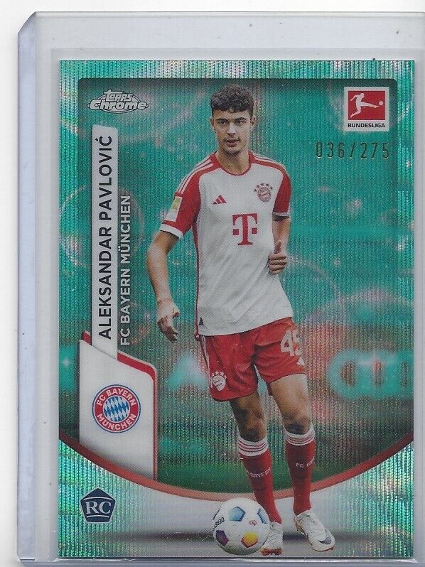 ALEKSANDAR PAVLOVIC 2023-24 TOPPS CHROME BUNDESLIGA AQUA WAVE REFRACTOR RC /275