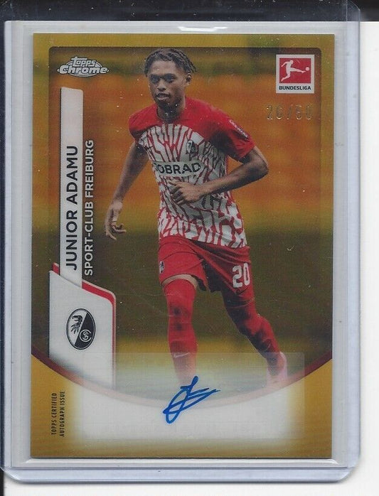 JUNIOR ADAMU 2023-24 TOPPS CHROME BUNDESLIGA GOLD REFRACTOR AUTO #D 26/50