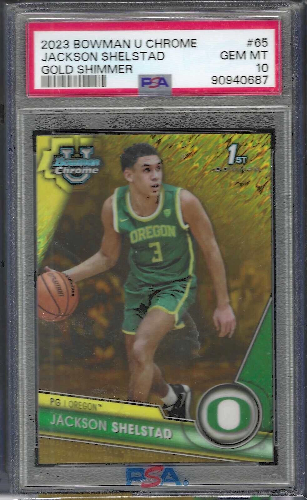 JACKSON SHELSTAD 2023 BOWMAN U CHROME GOLD SHIMMER REFRACTOR /50 PSA 10 POP 1