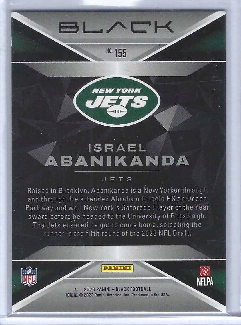 ISRAEL ABANIKANDA 2023 PANINI BLACK GREEN SCOPE FOIL ROOKIE RC #D 11/15
