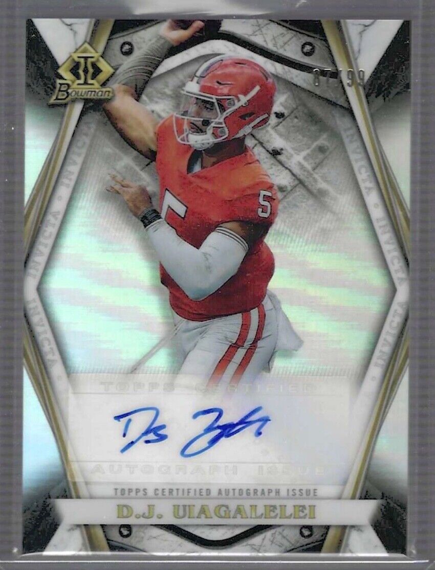 DJ UIAGALELEI 2021 BOWMAN CHROME UNIVERSITY INVICTA REFRACTOR AUTO #D 87/99