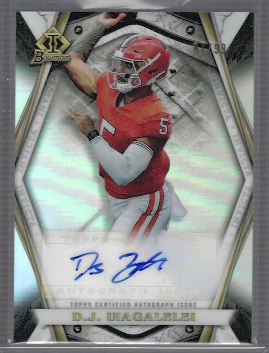 DJ UIAGALELEI 2021 BOWMAN CHROME UNIVERSITY INVICTA REFRACTOR AUTO #D 87/99