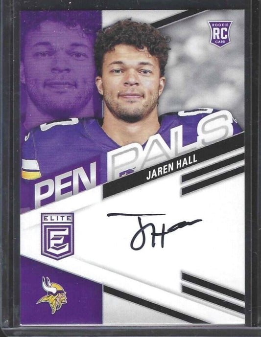 JAREN HALL 2023 PANINI DONRUSS ELITE PEN PALS ROOKIE ON CARD AUTO RC #PPJHA