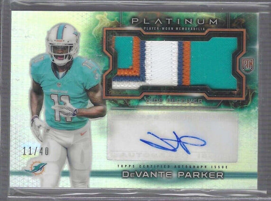 DEVANTE PARKER 2015 TOPPS PLATINUM RPA REFRACTOR ROOKIE PATCH AUTO RC #D /40