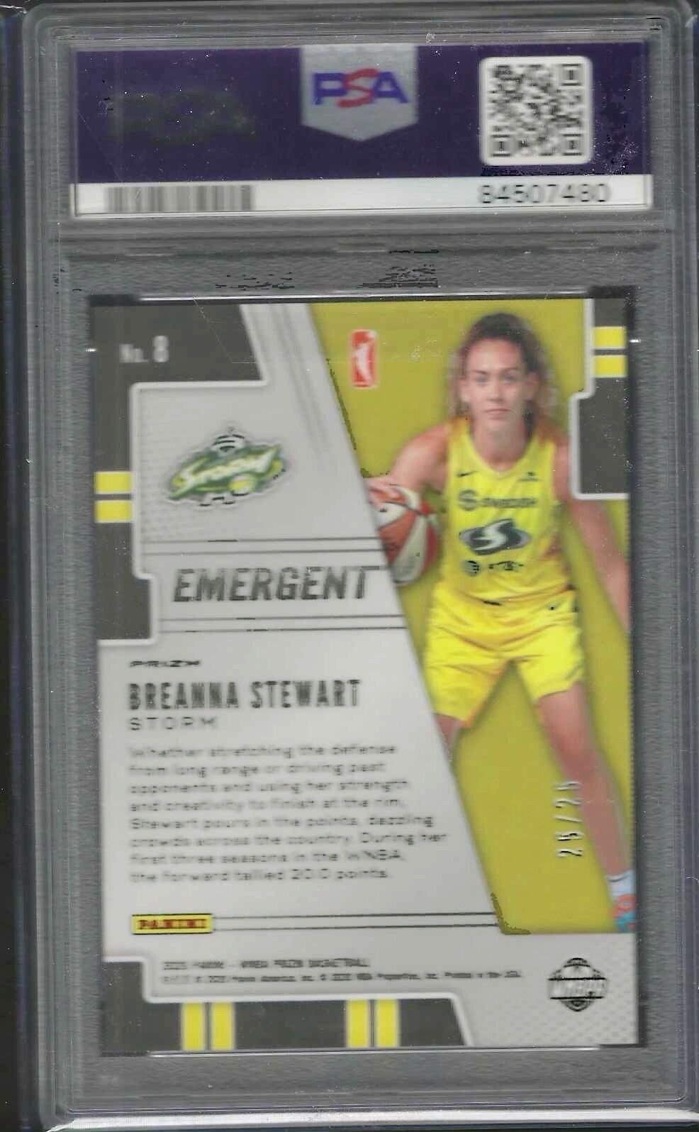 BREANNA STEWART 2020 PANINI PRIZM WNBA EMERGENT GREEN PULSAR /25 PSA 10 POP 3