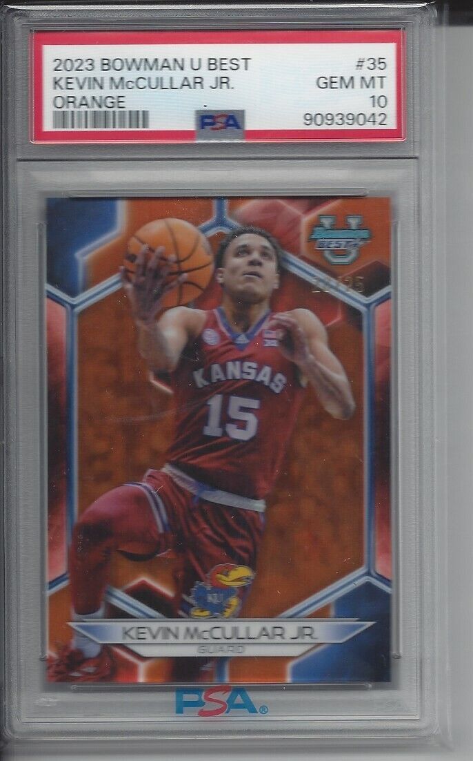 KEVIN MCCULLAR 2023 BOWMANS BEST UNIVERSITY ORANGE REFRACTOR /25 PSA 10 POP 1/1