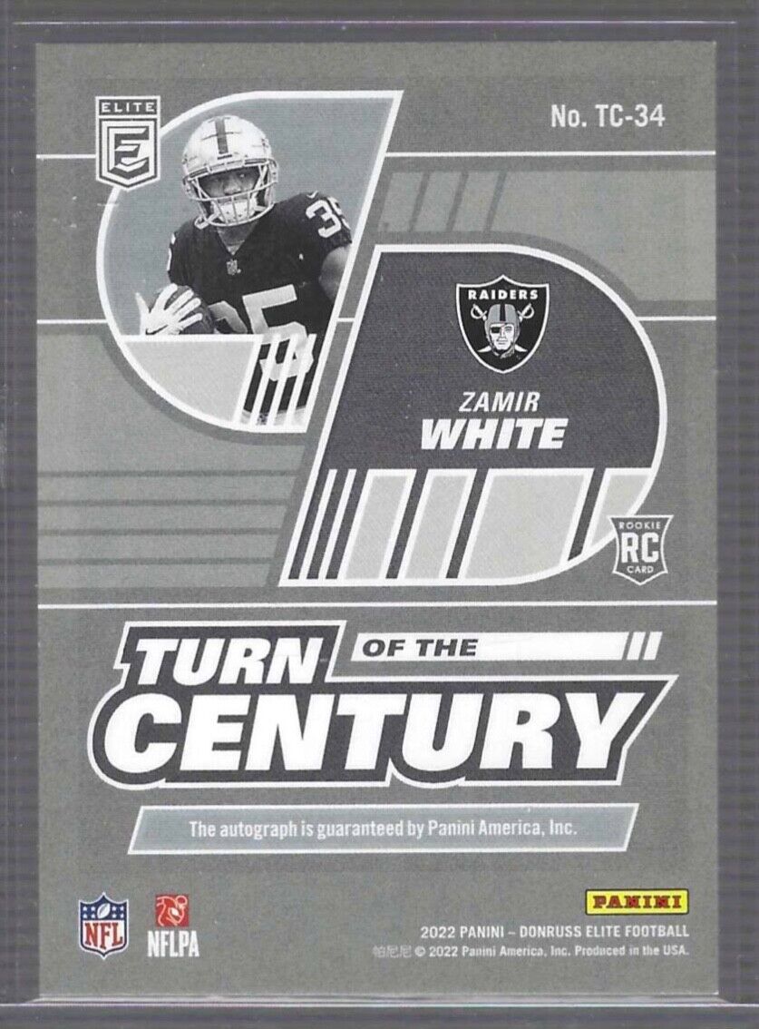 ZAMIR WHITE 2022 DONRUSS ELITE BLACK TURN OF THE CENTURY ROOKIE AUTO RC #D 1/1