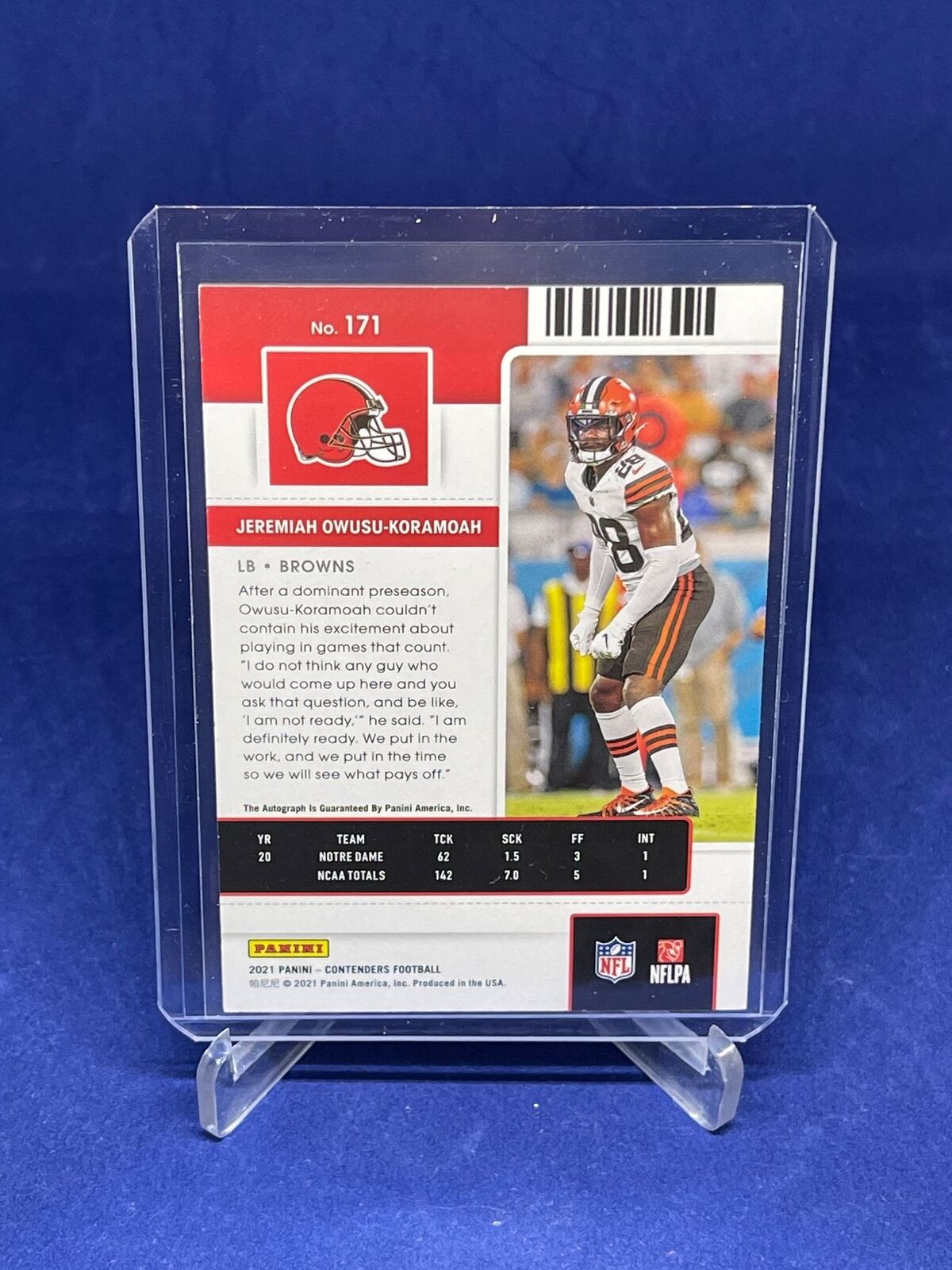 JEREMIAH OWUSU KORAMOAH 2021 PANINI CONTENDERS ROOKIE TICKET AUTO RC #171
