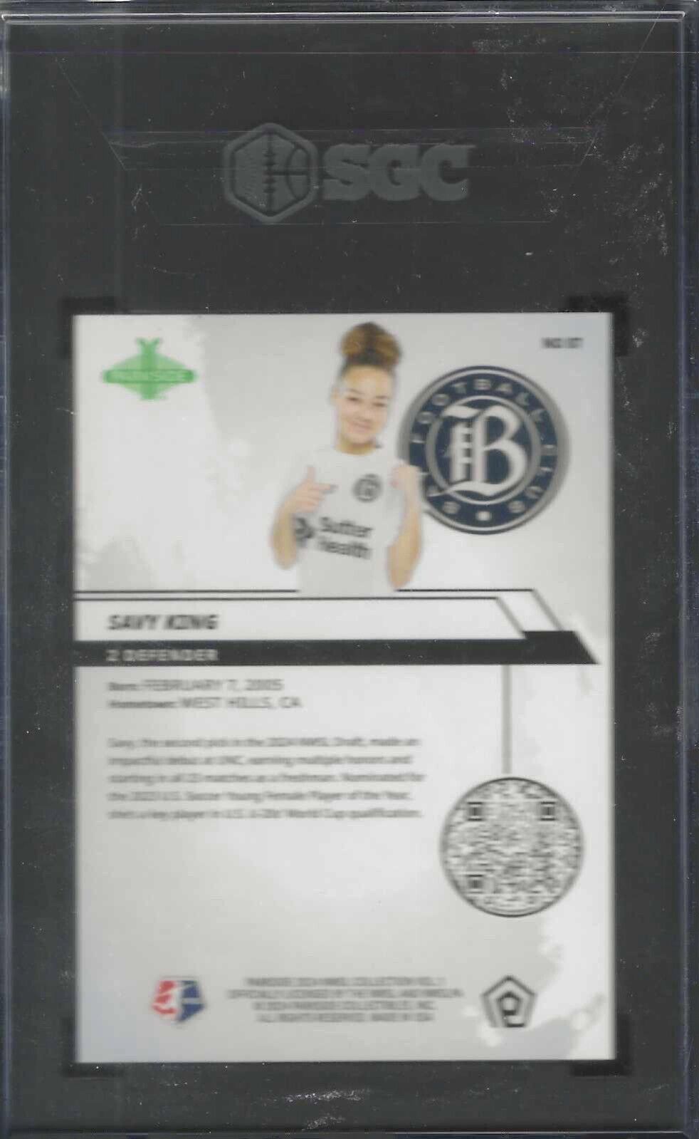 SAVY KING 2024 PARKSIDE NWSL FOIL ROOKIE RC #87 SGC 10 GEM MINT