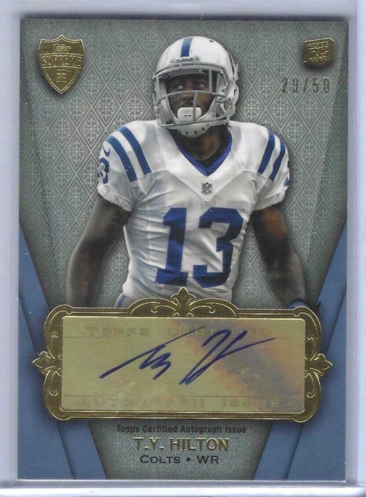TY HILTON 2012 TOPPS SUPREME BLUE ROOKIE AUTO RC #D 29/50