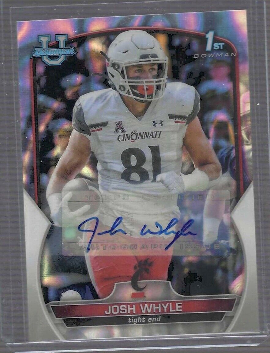 JOSH WHYLE 2022 BOWMAN CHROME UNIVERSITY SILVER WAVE REFRACTOR 1ST AUTO #D /199