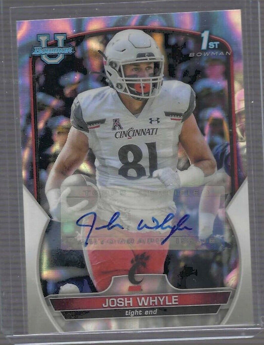JOSH WHYLE 2022 BOWMAN CHROME UNIVERSITY SILVER WAVE REFRACTOR 1ST AUTO #D /199
