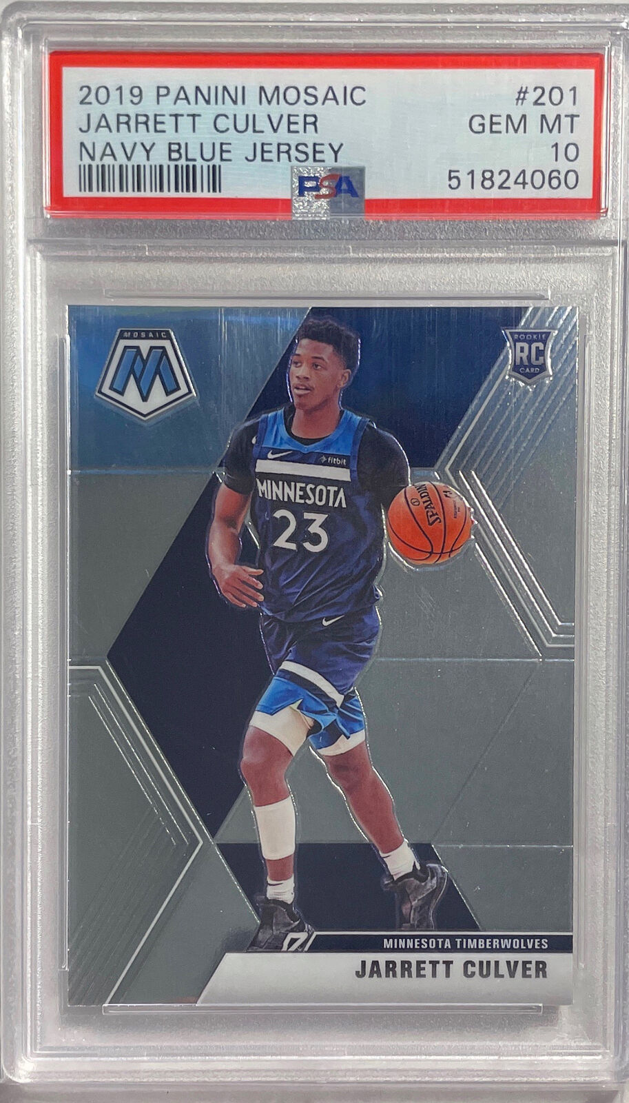 JARRETT CULVER 2019 PANINI MOSAIC NAVY BLUE JERSEY VARIATION RC #201 PSA 10 GEM
