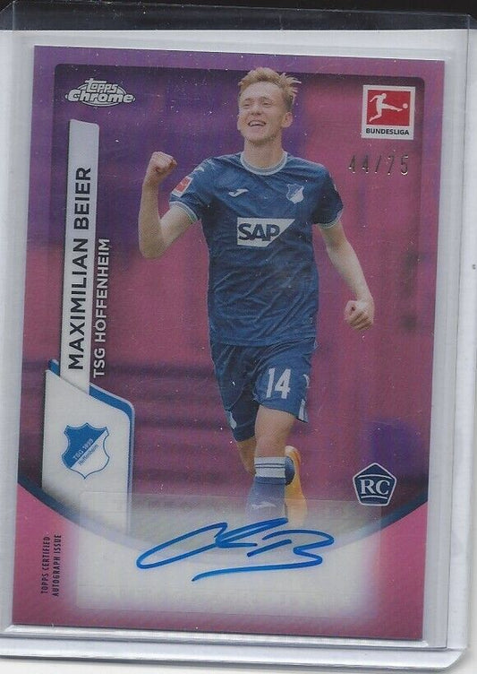 MAXIMILIAN BEIER 2023-24 TOPPS CHROME BUNDESLIGA PINK REFRACTOR AUTO RC #D 44/75