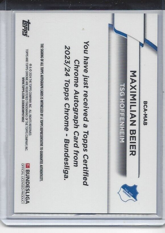 MAXIMILIAN BEIER 2023-24 TOPPS CHROME BUNDESLIGA PINK REFRACTOR AUTO RC #D 44/75