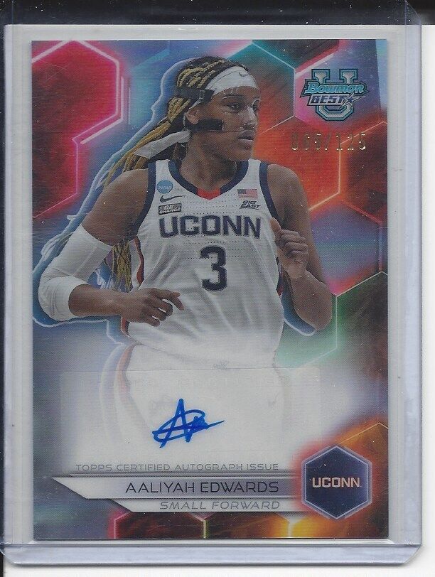AALIYAH EDWARDS 2023 BOWMANS BEST UNIVERSITY UCONN REFRACTOR AUTO #D 65/125