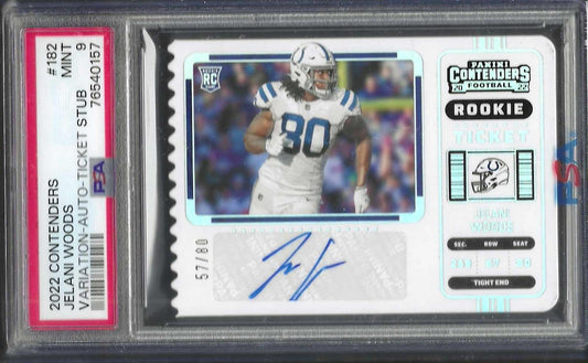 JELANI WOODS 2022 PANINI CONTENDERS TICKET STUB AUTO RC /80 PSA 9 MINT POP 3